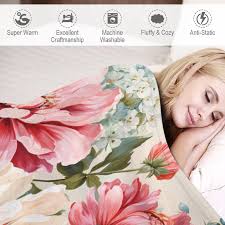 Amazon.com: Soft Throw Blanket Peyton Bloom Bright Stripe Flannel Cozy Warm  Plush Lightweight Throw Blanket Vintage Flower Blanket 30"x40" for Bed ...