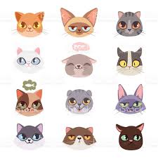 Cats Heads Vector Illustration Cute Animal Funny Decorative Cats Illustration Cat Vector Cute Animals