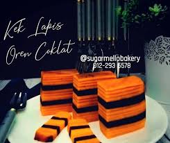 Kek lapis pelangi coklat pelangi senja. Kek Lapis Oren Coklat Sugarmello Bakery Food Trading Facebook