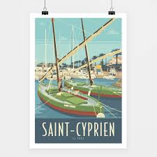 Affiche Saint Cyprien Le Port Affiche De Voyage Poster Illustration Numerique