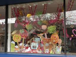 March Colourful Candy Window Display 004 Holiday Window Display Candy Display Candy Ornaments