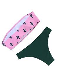 Shop one piece swimsuits at pacsun and enjoy free shipping on all swimwear! Sexy Bandeau Bikini Swimsuit Cactus Print Beach Swimwear Bathing Suit Milanoo Com