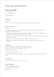 Entry Level Teacher Resume Templates At Allbusinesstemplates Com