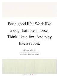 For A Good Life Work Like A Dog Eat Like A Horse Think Like A Picture Quotes