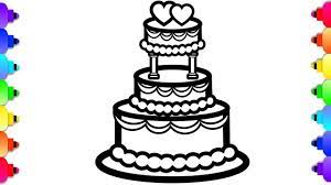 Black and white vector illustration; Glitter Wedding Cake Coloring And Drawing For Kids Toddlers Youtube