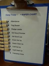 kaper chart girl scout troop meeting plans