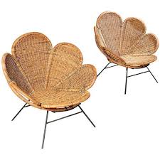 Pair Of Wicker Flower Form Garden Or Patio Chairs Liked On Polyvore Featuring Home Ou Wicker Garden Furniture Wicker Patio Furniture Modern Garden Furniture