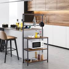 Metal kitchen backsplash panels ebay uk corduroy. Discount Low Price Costoffs Kitchen Bakers Rack Microwave Oven Shelf Industrial Kitchen Storage Island With 10 Hooks Metal Frame Adjustable Feet 80x38x170cm Simple And Generous Design Www Misrtalateen Com