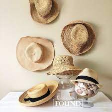 Straw Hats And Seashells Make A Perfectly Simple Display For The Summer Season See My Hat Tricks At Homewardfounddeco Hanging Hats Hats Funky Junk Interiors