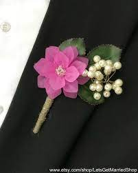 Fuchsia Wedding Boutonnieres Pearl Flower Boutonniere Lapel Pin Boutonnieres Countr Silk Flower Boutonniere Floral Accessories Hair Silk Flower Arrangements