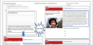 Aqa 9 1 Gcse Business Studies Legislation Worksheet Teaching Resources