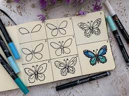 The chisel tip comes with a slanted and flat end, allowing you to draw both fine and broad lines. Step By Step Butterfly Drawing Marker Drawing Butterfly Drawing Markers Drawing Ideas