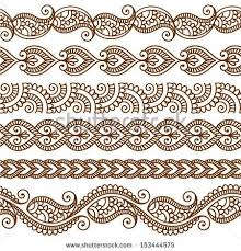 Ornamental Seamless Borders Vector Set With Abstract Floral Elements In Indian Style By Bariskina Via Shutterstock Henna Patterns Mehndi Style Henna Designs