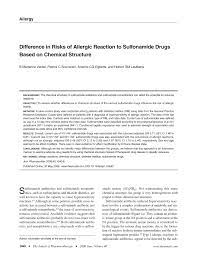 Pdf Difference In Risks Of Allergic Reaction To Sulfonamide Drugs Based On Chemical Structure