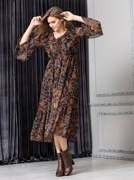 Kollari Volanli Cicek Desenli Elbise 7kk821z8 760 Elbise Elbise Modelleri The Dress