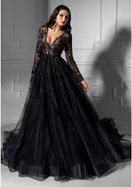 Rochie De Seara Din Dantela Si Tul Cu Cristale Rochie De Seara Silueta Printesa Maneci Lungi Din Dantela Black Wedding Gowns Black Wedding Dresses Gowns