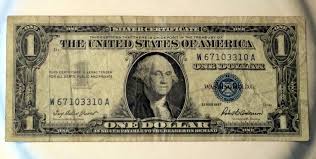 1957 Blue Seal Silver Certificate One Dollar Bill Silver Certificate One Dollar Bill One Dollar