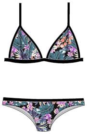 O Neill Trop Rock Triangle Bikini Swimwear Black Aop W Pink