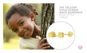 Boucles d'oreilles à vis en or jaune 14 carats pour tout-petits et petites  filles