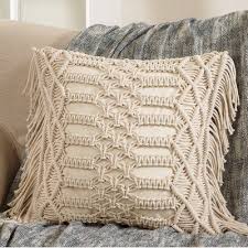 diy pillows throw bungalow rose plainfield macrama cotton throw pillow wayfair in 2020 throw pillows macrame wall hanging geometric throw pillows
