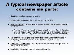 Get a newspaper article example for scholastic news. Writing Effective Newspaper Articles Ppt Download