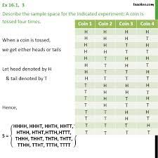 Ex 16 1 3 Describe Sample Space A Coin Is Tossed Four Times