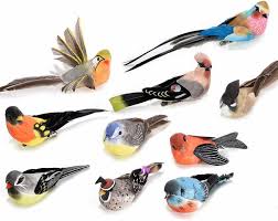 Birds Of A Feather 2020 Itv Artificial Birds With Real Feather Tail Set Of 10 Assorted In 2020 Artificial Birds Feather Art Arts And Crafts