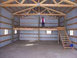 Wood Stove Pole Barn Perfect Area In The Loft To Finish Off For A Place For Ki Building A Pole Barn Pole Barn Homes Barn Loft