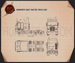 Kenworth k100 ets2 1.35.x dx11. Kenworth K200 Tractor Truck 2010 Blueprint Hum3d
