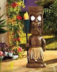 Outdoor Tiki Statue With Solar Light Torch Tiki Decor Tiki Statues Tiki Bar Decor