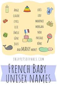 The gender neutral name generator can generate thousands of ideas for your project, so feel free to keep clicking and at the end use the handy copy feature to export your unisex names to a text editor of your choice. 82 French Unisex Baby Names With Meanings Snippets Of Paris
