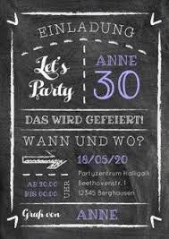 Kreide Party 30 Einladungskarte In Modernem Design 40th Birthday Invitations Bday Invitations Trendy Invitations