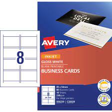The cardstock weight is 94 lbs. Avery Business Card Starter Kit 250gsm Glossy 80 Pack Officeworks
