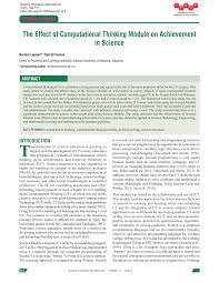 Uploaded by looi kok mun moe. Pdf The Effect Of Computational Thinking Module On Achievement In Scienceonal Thinking Modules On Achievement In Science