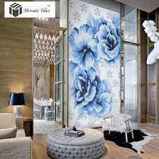 Find & download the most popular floral tile vectors on freepik free for commercial use high quality images made for creative projects. Tst Mosaic Collages Big Blue Flowers Puzzle Patterns Customized Floral Crystal Glass Tiles