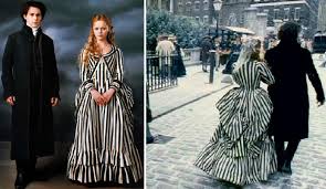 Black And White Striped Bustle Gown Worn By The Character Katrina Van Tassel 2 Fantasy Dress Striped Dress Hollow Dresses