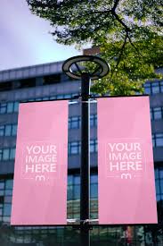 Download Banner Flags On Lamp Post Mockup Generator Mediamodifier PSD Mockup Templates