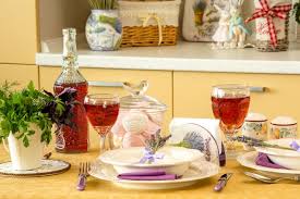 Also, use appropriate taper, pillar, or votive candles in the center of your dining table. Table Decorating Ideas French Provence Dinner Party