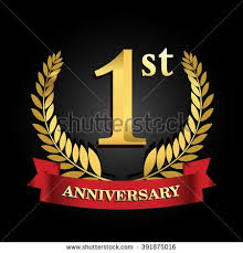 1st Anniversary Logo With Red Ribbon 1 Years Anniversary Signs Illustration Golden Anniversary Wreath Ribbon Logo Aniversario Proyectos
