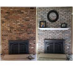 Steps in whitewashing a brick fireplace with lime: How To White Wash Brick Fireplace Makeover Crafty Morning