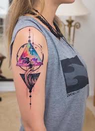 Galaxy Geometrical Shoulder Watercolor Floral Tattoos Grey Shirt Blonde Hair Galaxy Tattoo Watercolor Tattoo Watercolor Galaxy Tattoo