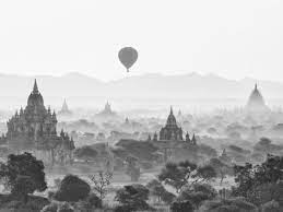 Balloon Over Bagan At Sunrise Mandalay Burma Myanmar Photographic Print Nadia Isakova Allposters Com Mandalay Black And White Balloons