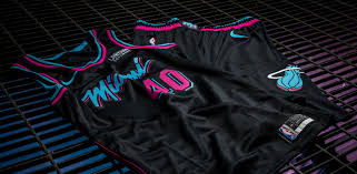 The miami heat's sunset vice nike earned edition. 2018 19 Miami Heat Vice Nights Uniform Collection Jersey Miami Heat