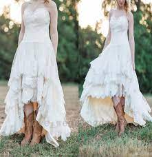 Lace High Low Country Wedding Dresses Tiered Bohemia Beach Bridal Gown Plus2 26w Hi Low Wedding Dress Rustic Wedding Dresses Fall Wedding Dresses