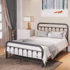 Shop for queen size bed frame with headboard and footboard at bed bath & beyond. Amazon Com Noillats Metal Bed Frame Full Size With Vintage Headboard And Footboard Premium Stable Steel Slat Support Mattress Foundation No Box Spring Needed And Easy Assembly Gray Black Kitchen Dining