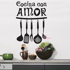 La cocina es uno de los puntos de la casa donde más horas pasamos, así que lo mejor es que estemos muy a gusto en ella. Vinilo Decorativo Cocina Amor Utensilios W17 Vinilos Decorativos Cocina Vinilos Para Cocina Vinilos Cocina