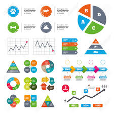 Data Pie Chart And Graphs Pets Icons Dog Paw And Feces Signs