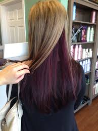 If you can't decide between red tones and blonde shades, refresh your. Purple Color Under Blonde Red Hair Underneath Under Hair Color Magenta Hair