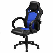 Costway Executive Chair High Back Race Car Style Bucket Seat Office Desk Chair Gaming Chair Blue New Cb10068bl The Home Depot In 2020 Office Desk Chair Gaming Chair Chair