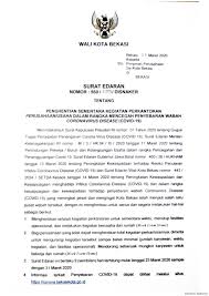 Contoh surat pemberhentian karyawan swasta. Pemerintah Kota Bekasi Surat Edaran Penghentian Sementara Kegiatan Perkantoran Dalam Rangka Mencegah Penyebaran Covid